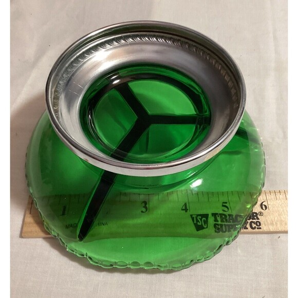 Krome Kraft Farber Brothers Emerald Green Relish or Candy Dish Divided Tray 6.5" - Picture 9 of 13